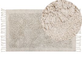 Cotton Shaggy Area Rug 80x150cm Light Beige