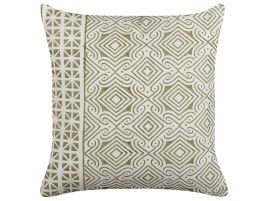 Cotton Cushion Oriental Pattern 45x45cm Green and White