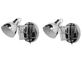 Set of 2 Metal Wall Lamps Silver HARRINGTON
