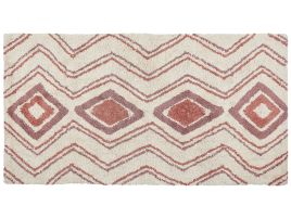 Cotton Area Rug 80x150cm Beige and Pink