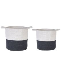 Set of 2 Cotton Baskets White and Black
