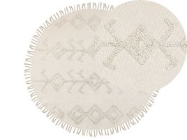 Round Cotton Area Rug 140cm Beige