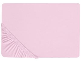 Cotton Fitted Sheet 160 x 200 cm Pink JANBU