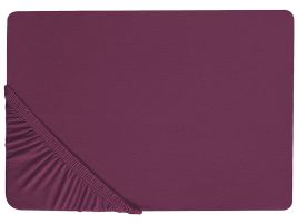Cotton Fitted Sheet 160 x 200 cm Burgundy JANBU