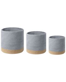 Set of 3 Cotton Baskets Grey and Beige