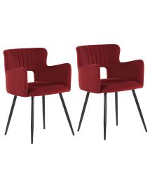 Set of 2 Velvet Dining Chairs Dark Red SANILAC