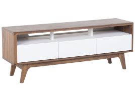 TV Stand Dark Wood and White SYRACUSE
