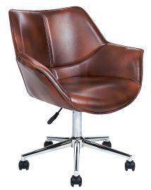 Faux Leather Desk Chair Brown NEWDALE