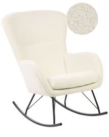 Boucle Rocking Chair Cream White and Black ANASET