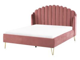 Velvet EU Double Size Bed Pink AMBILLOU
