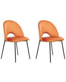 Set of 2 Velvet Dining Chairs Orange COVELO