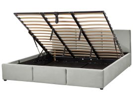 Velvet EU Super King Size Ottoman Bed Light Grey BOUSSE