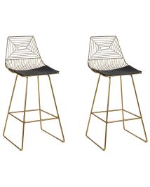 Set of 2 Metal Bar Chairs Gold BISBEE