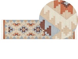 Cotton Kilim Runner Rug 80x300cm Multicolour