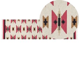 Cotton Kilim Area Rug 80x300cm Multicolour