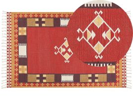 Cotton Kilim Area Rug 140x200cm Multicolour