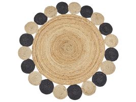Round Jute Area Rug 140cm Black