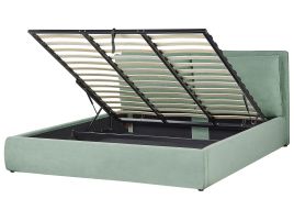 Velvet EU Super King Size Ottoman Bed Green BAJONNA