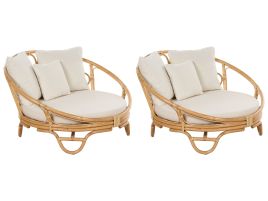 Set of 2 Rattan Garden Daybeds Natural ROSSANO