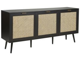 Rattan 3 Door Sideboard Black OPOCO
