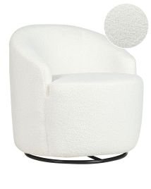 Boucle Swivel Armchair White DAVIK