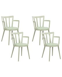 Set of 4 Plastic Dining Chairs Green MORILL