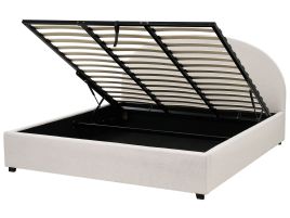 Fabric EU Super King Size Ottoman Bed Light Beige VAUCLUSE