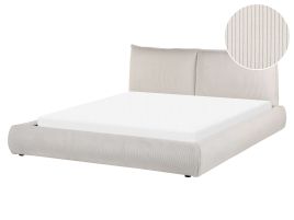 Corduroy EU King Size Bed Beige VINAY
