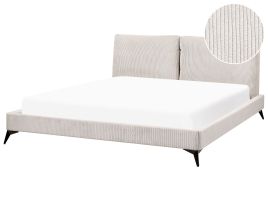 Corduroy EU Super King Size Bed Light Beige MELLE