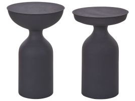 Set of 2 Metal Side Tables Black COTA/TENJO