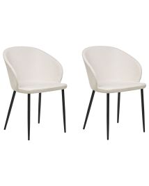 Set of 2 Fabric Dining Chairs Light Beige MASON