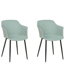 Set of 2 Fabric Dining Chairs Mint Green ELIM