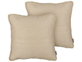 Set of 2 Jute Cushions 45x45cm Beige