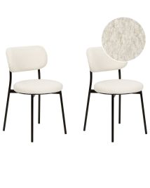 Set of 2 Boucle Dining Chairs Off-White CASEY