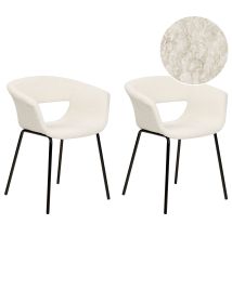 Set of 2 Boucle Dining Chairs Off-White ELMA