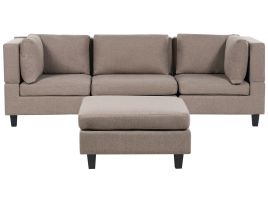 3-Seater Modular Fabric Sofa with Ottoman Brown UNSTAD