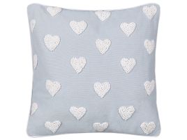 Cotton Cushion Embroidered Hearts 45x45cm Grey