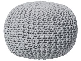 Cotton Knitted Pouffe 50 x 35 cm Light Grey CONRAD