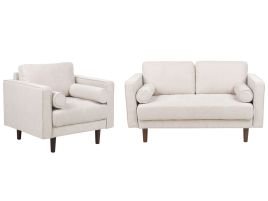 3 Seater Fabric Living Room Set Beige NURMO