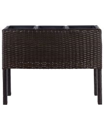 PE Rattan Raised Planter Box Brown CARAGANA