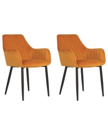 Set of 2 Velvet Dining Chairs Orange WELLSTON