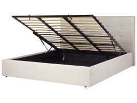 Fabric EU Super King Size Ottoman Bed Beige LORIENT