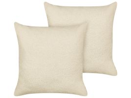 Set of 2 Boucle Cushions 60x60cm Beige