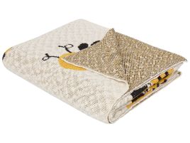 Cotton Kids Blanket Bees Motif 130 x 170 cm Beige DRAGAN