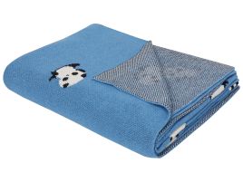 Cotton Kids Blanket Pandas Motif 130 x 170 cm Blue TALOKAN