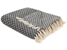 Cotton Blanket 200 x 220 cm Black and White CHYAMA