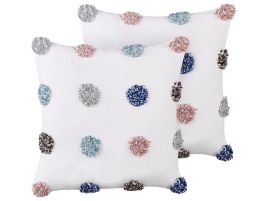 Set of 2 Cotton Cushions 45x45cm White