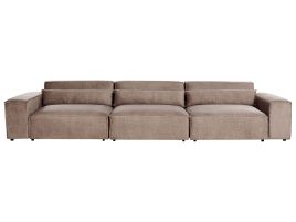 3 Seater Modular Fabric Sofa Brown HELLNAR