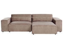 Left Hand 2 Seater Modular Fabric Corner Sofa Brown HELLNAR