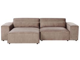 Right Hand 2 Seater Modular Fabric Corner Sofa Brown HELLNAR